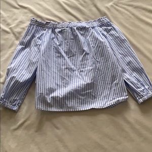 J. Crew Indigo Dobby Off-The-Shoulder Top